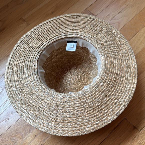 J. Crew Straw Wide Brim Hat with Cream Band, M/L - Picture 2 of 4
